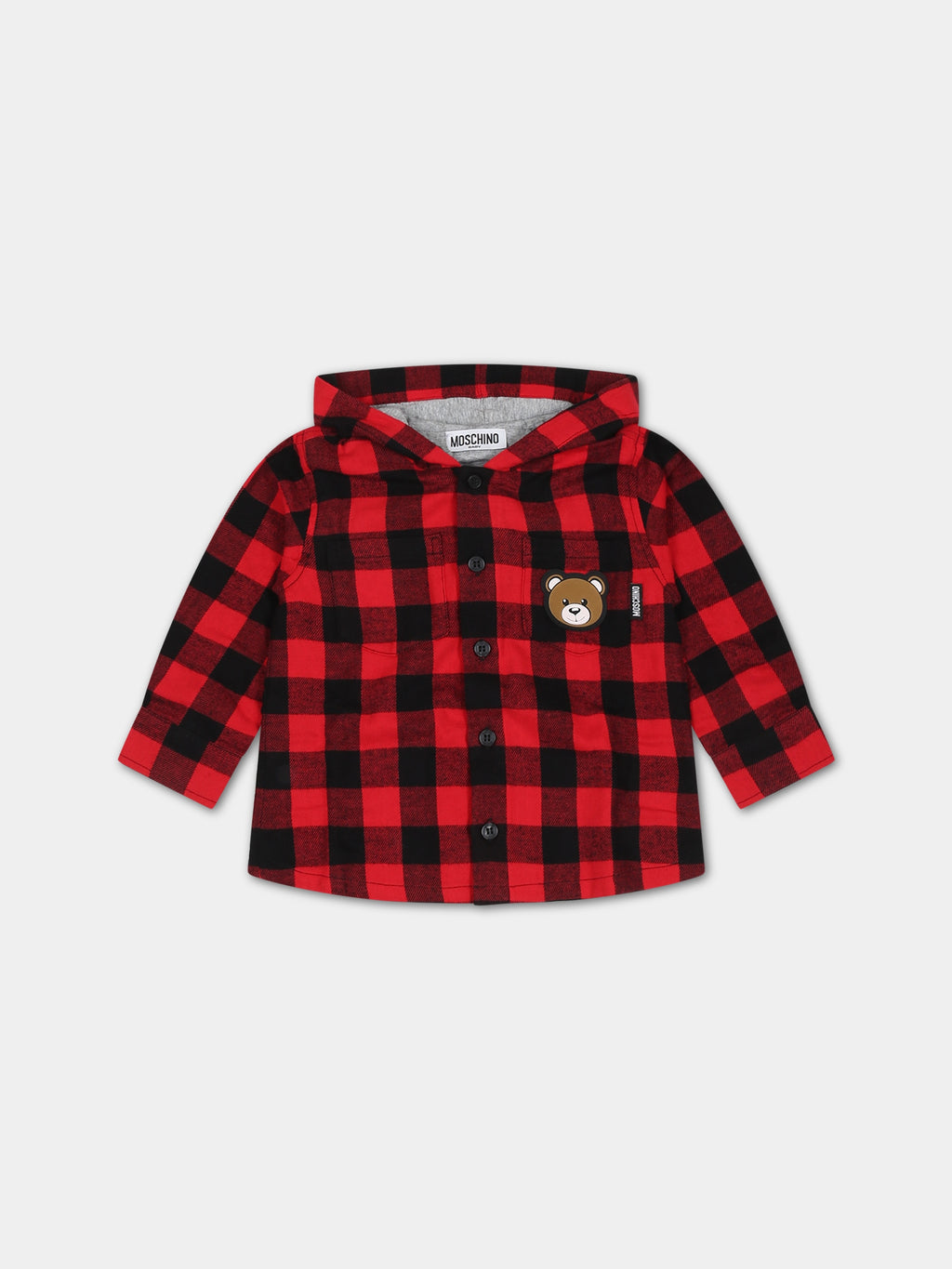 Camicia rossa per neonato con Teddy Bear e logo